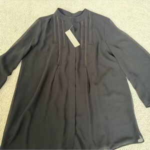 Chico's Black Chiffon Blouse with Unique Chain Detailing Sz 0 (4/6)